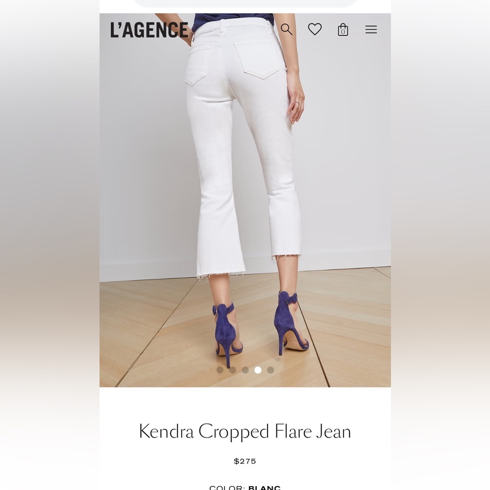 L’Agence High Rise Crop Flare White Jeans Size 28 Designer